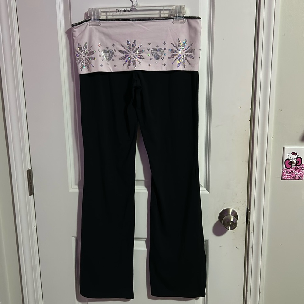 VS PINK fold over flare yoga pants